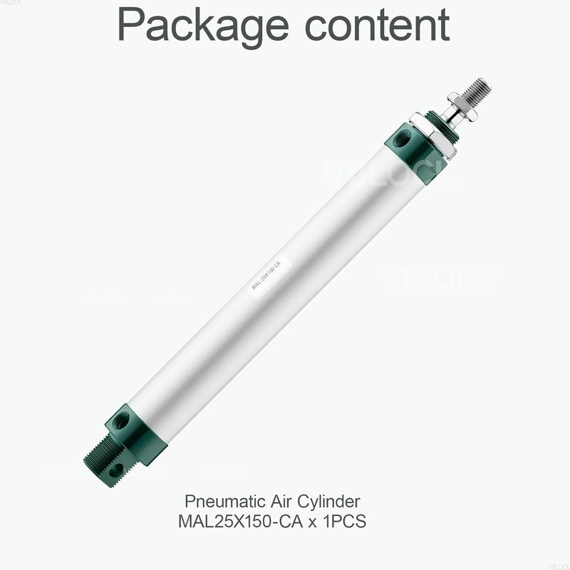 VIILOCK Pneumatic Air Cylinder 25mm Bore 150mm Stroke, Mini Air Cylinder Single Rod Double Action MAL 25 X 150 - Image 5